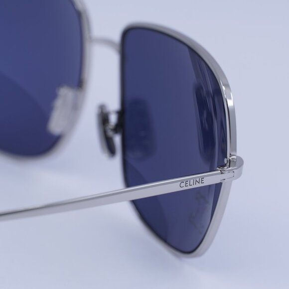 Celine CL40284U 16V Sunglasses Palladium Square Frame, Blue Lenses main image 11